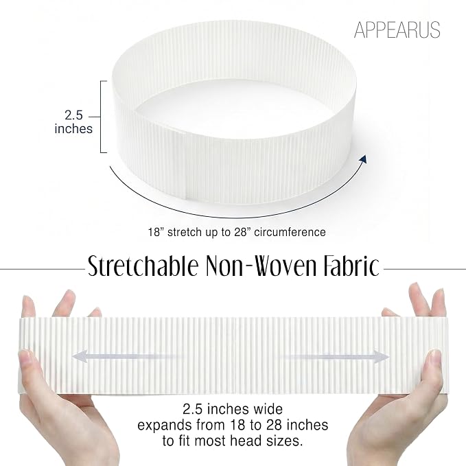 APPEARUS Disposable Stretch Facial Headbands, Snag-Free Adhesive Tab Closure - Image 3