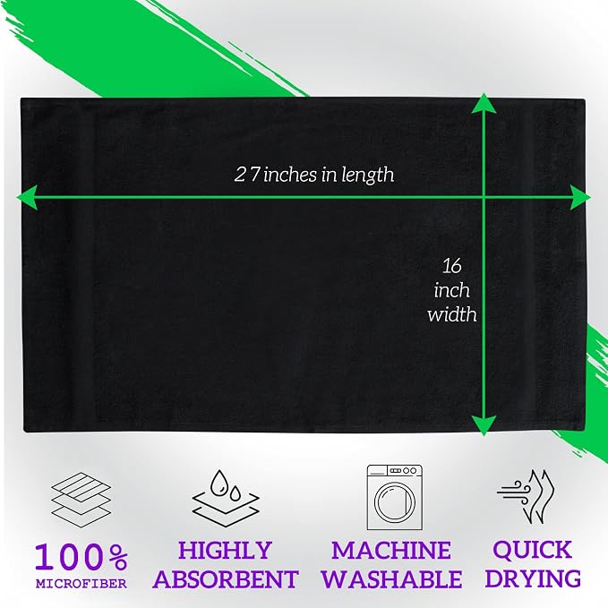 GREEN LIFESTYLE Black Microfiber Bleach Safe Towel Bulk Sets, Premium Spa - Image 6