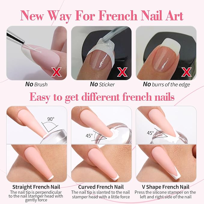 Born Pretty French Manicure Kit, Nail Stamper and 2Pcs Gel Nail Polish - Image 4