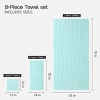 REDKISS 8-Piece Soft Bath Towel Sets, Extra Large 2 Bath Sheet, 2 Hand Towel - Image 3