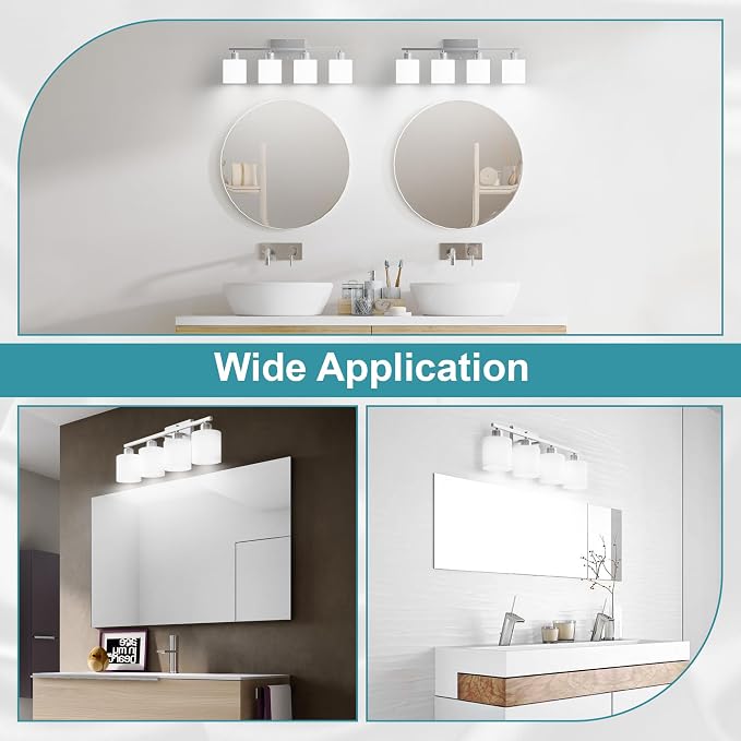 Bathroom Lights Over Mirror Brushed Nickel, Anti-Rust 4-Light Bathroom Vanity - Image 6