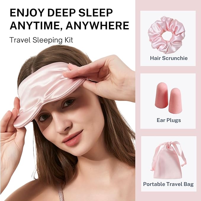 Silk Satin Sleeping Eye Mask, Soft Breathable Blackout Eyeshade Eye Cover - Image 4