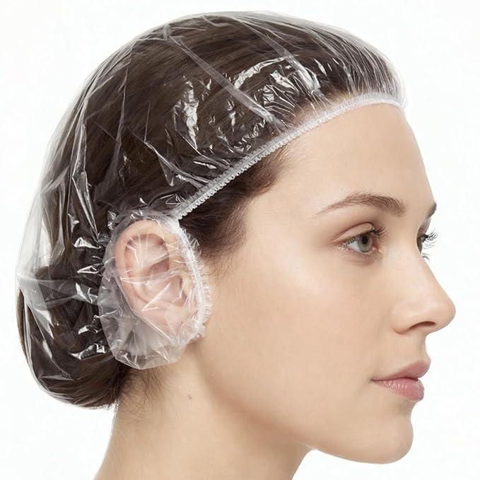 Qianyu 100 PCS Disposable Shower Caps and 100 PCS Earmuffs by Unknown
