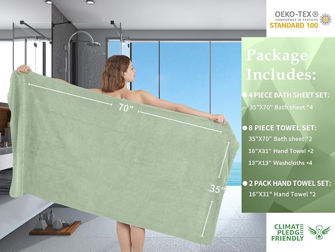 Extra Large Bath Sheet Set of 4, Ultra Soft Fluffy Towel, 35”x 70”Oversized - Image 5