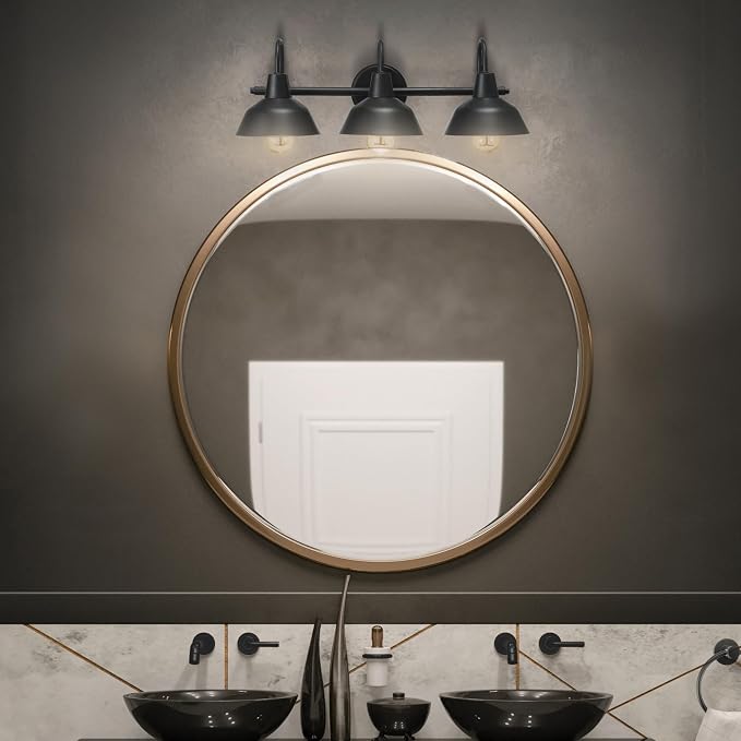 Globe Electric 65554 Barnyard 3-Light Vanity Light, Matte Black - Image 2