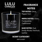 Lulu Candles | Leather & Tibetan Oud | Luxury Scented Soy Jar Candle | Hand - Image 3