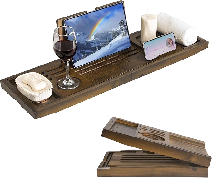 Luxury Teak Bathtub Tray by FLYJOE