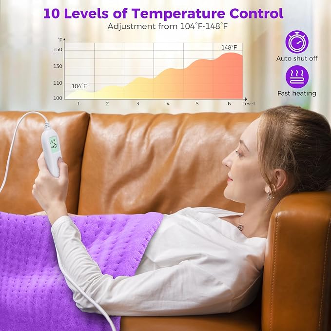 NOWWISH Heating Pad for Back Pain Relief & Period Cramps, 33x17 Inches Large - Image 3
