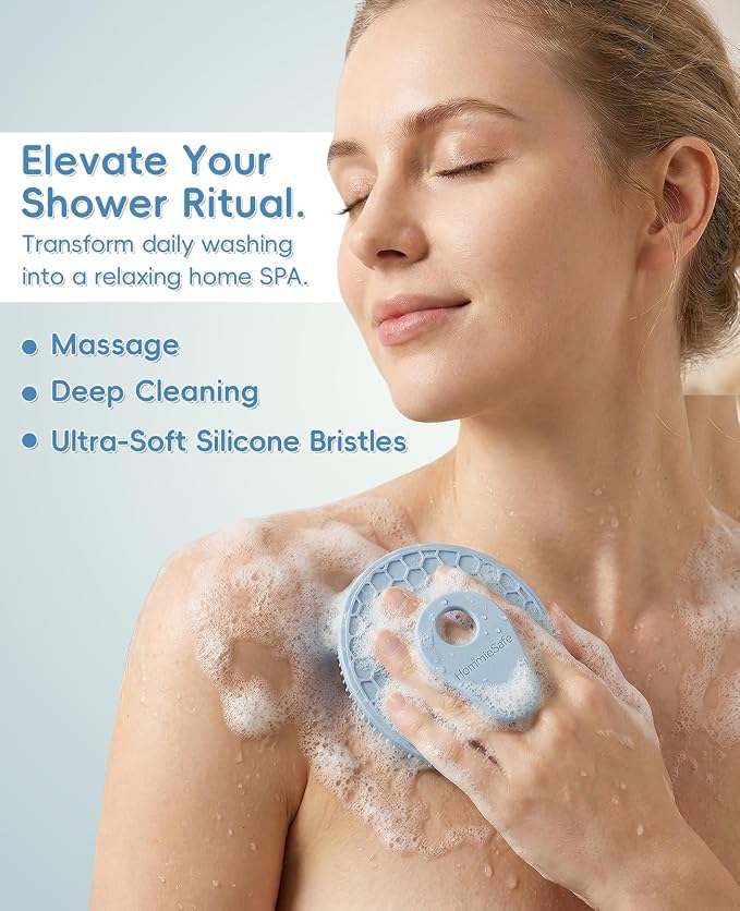 Soft Silicone Shower Brush Body Wash Bath Exfoliating Skin Massage Scrubber - Image 2