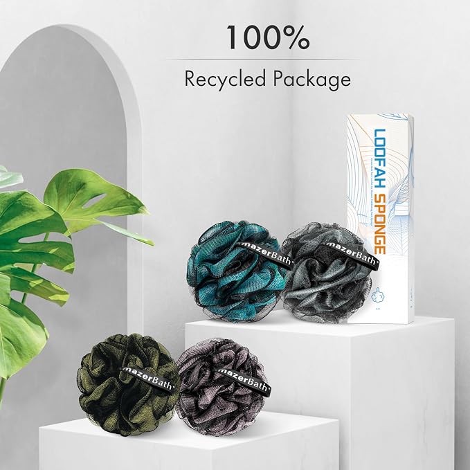 AmazerBath Charcoal Loofah Sponge, Shower Loofah 60g/PCS - Image 7