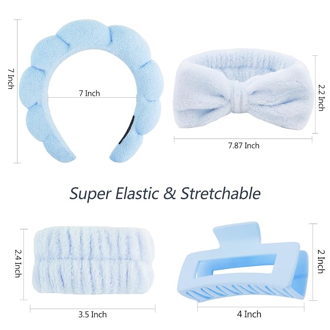 VELSCRUN Spa Headbands for Wash Face, Makeup Headband, Facial Skincare Headbands - Image 7