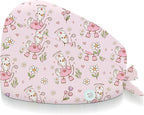 Adjustable Scrub Cap with Buttons & Sweatband, Working Hat with Elastic Tie Back by Unknown
