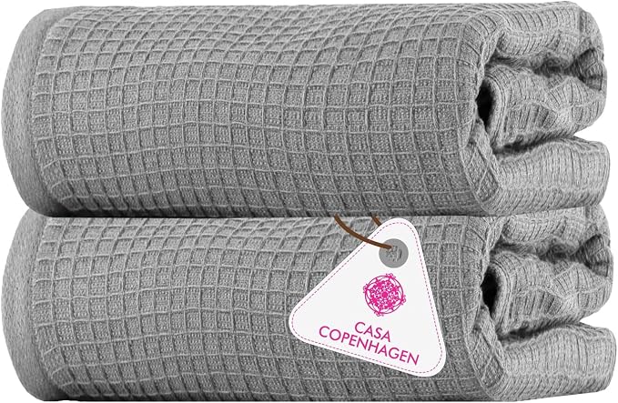 CASA COPENHAGEN Waffle 2Pcs 100% Egyptian Cotton Large Designer Bathsheet by CASACOPENHAGEN