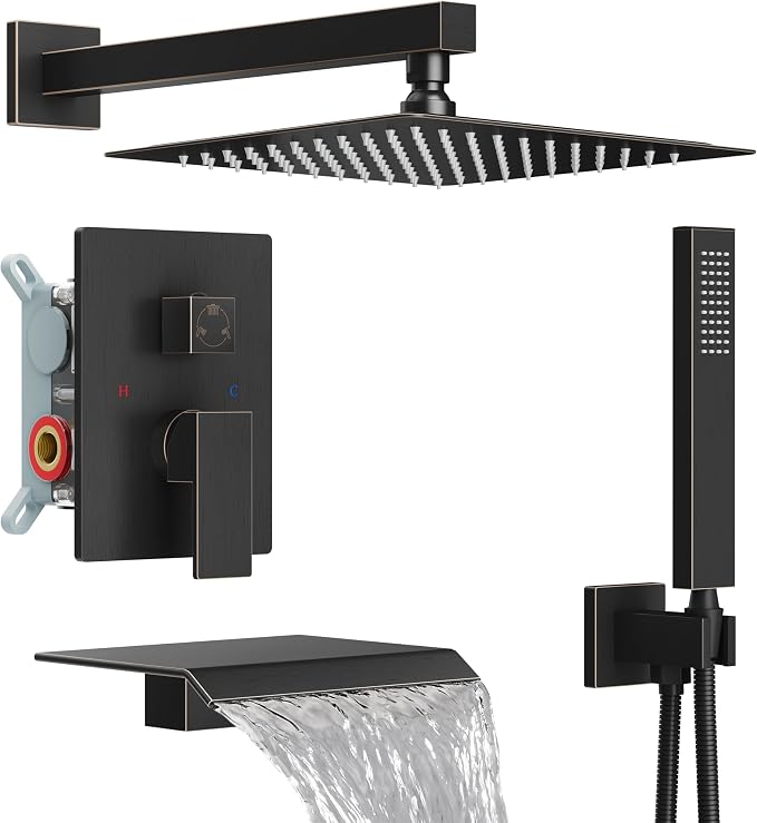 Midanya Shower System with Tub Spout, Bathtub Shower Faucet Set with Square by Midanya