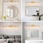6 Light Gold Bathroom Light Fixtures Brushed Brass Vanity Light Over Mirror - Image 5