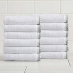 Great Bay Home White/Green Washcloth Set by GreatBayHome