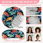 Sea Turtle Reusable Shower Cap Ocean Double Layer Waterproof Shower Caps Large - Image 2