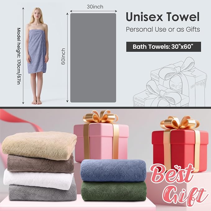 JML Bath Towels, Large Microfiber Towel Set, Ultra Soft, Super Absorbent - Image 2