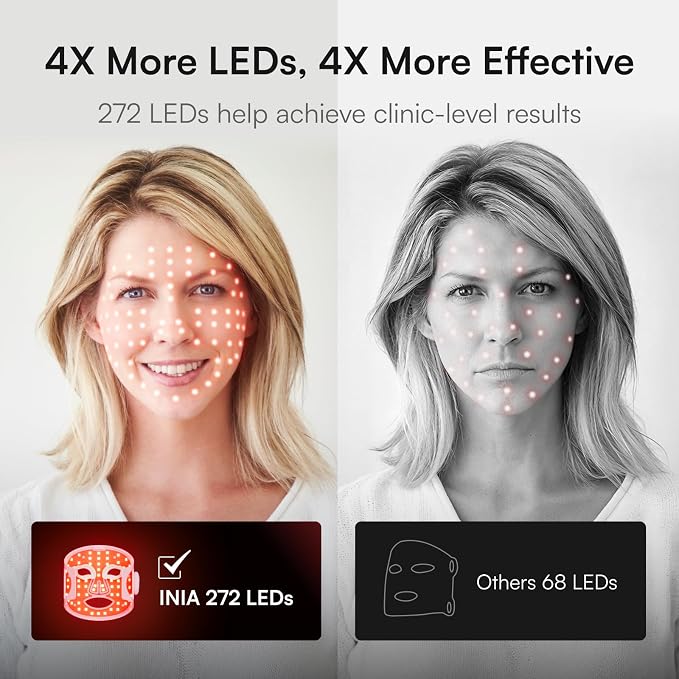 INIA Red Light Therapy Mask for Face, Glow Wireless LED Face Mask Light Therapy - Image 4