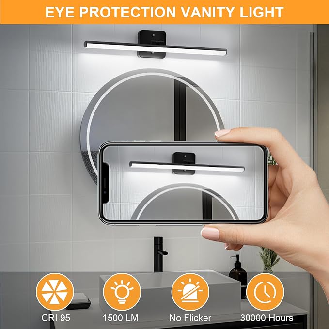 Sailstar Upgraded Bathroom Light Fixtures 23 inch Rotatable, Dimmable 15W 5CCT - Image 5