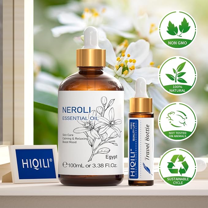 HIQILI Neroli Essential Oil 3.38 Fl Oz, Pure Natural Neroli Oil - Image 8