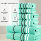 CASA COPENHAGEN Exotic 6Pcs 100% Egyptian Cotton Designer Towels Gift Set- Aqua - Image 5