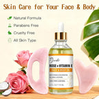Pjordo Vitamin E Rose Oil & Gua Sha Massage Tools Set, Gua Sha Oil - Image 8