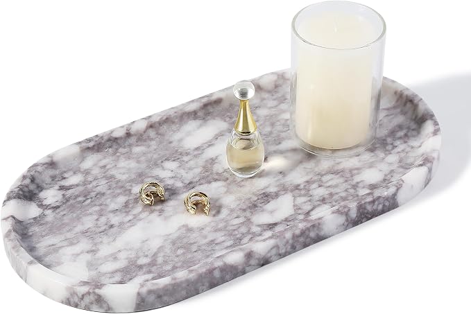 Koville Real Luxurious Marble Vanity Tray, Natural Stone Perfume Trays Jewelry by Koville