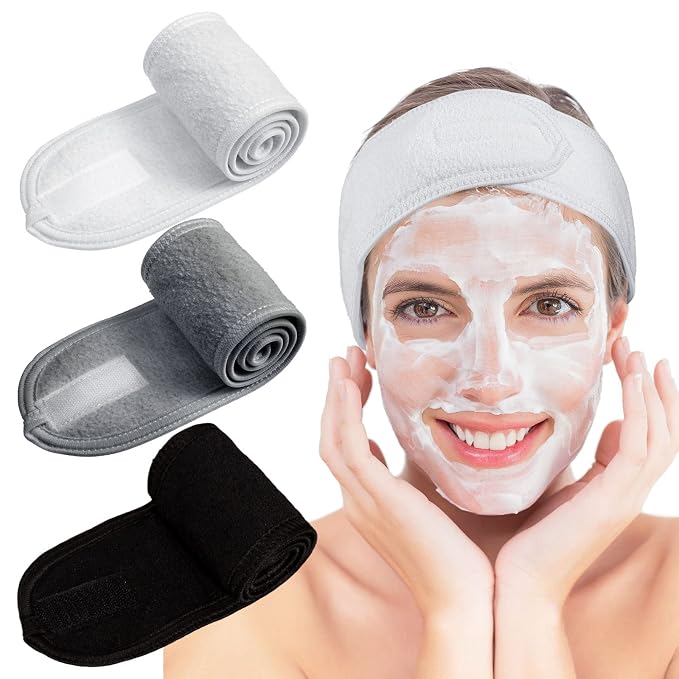 Whaline 3Pcs Spa Facial Headband Make Up Wrap Head Terry Cloth Headband by Whaline