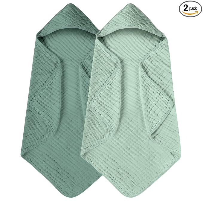 Yoofoss Hooded Baby Towels for Newborn 2 Pack 100% Muslin Organic Cotton Baby by YOOFOSS