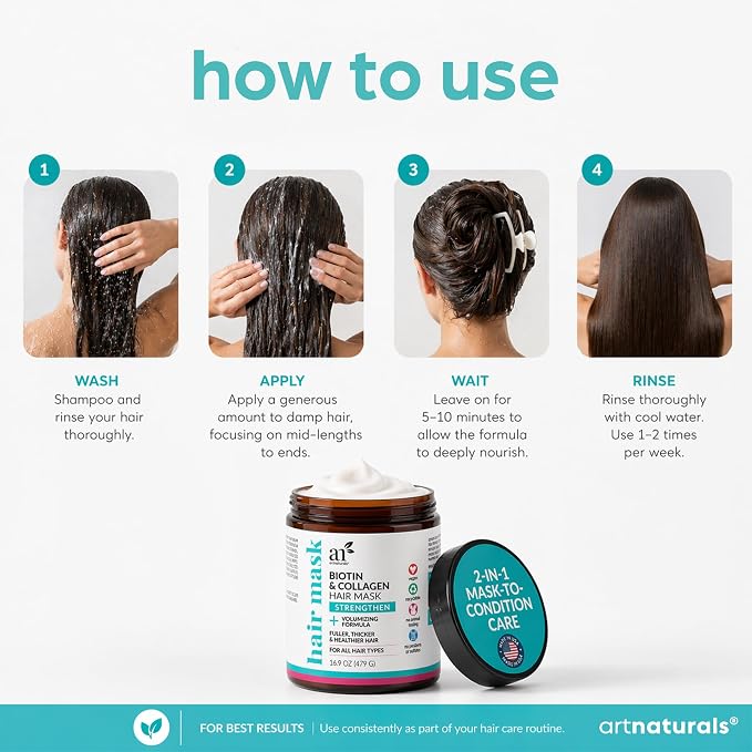 Artnaturals Biotin & Collagen Hair Mask – Strengthening & Volumizing Treatment - Image 6
