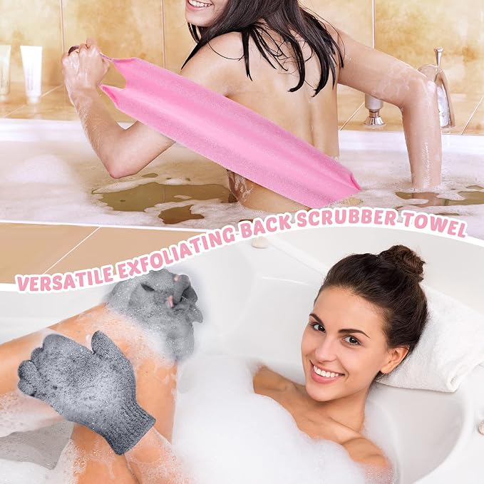 4 Pack Exfoliating Washcloth Back Scrubber Set, 2 Exfoliating Body Scrubber - Image 6