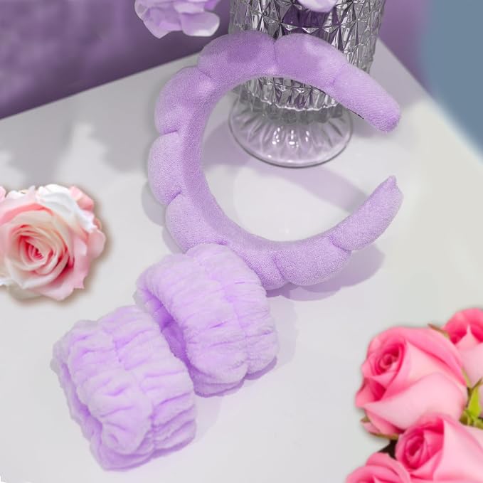 Beleki Spa Headband for Washing and Wristband Set Sponge Headband Women Face - Image 6