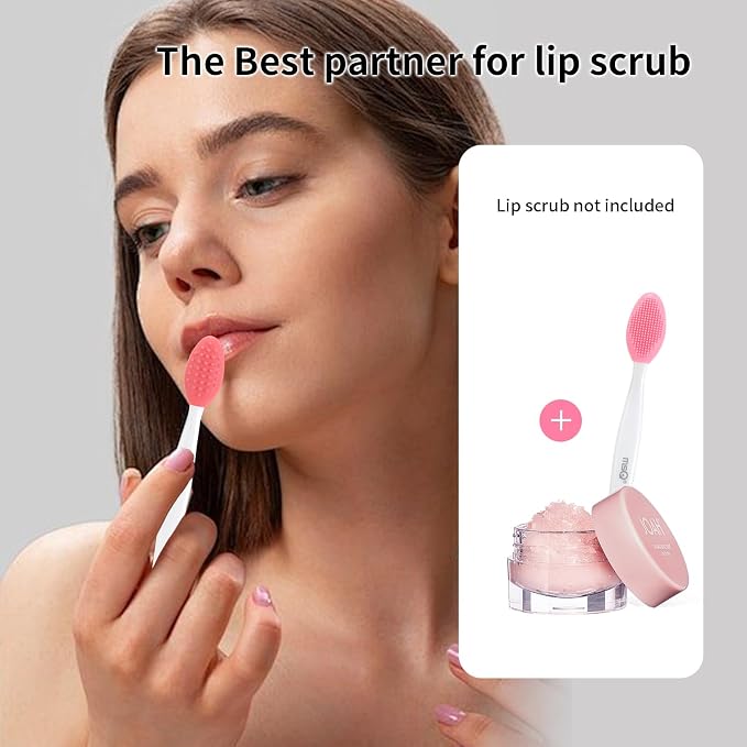 MSQ 5 PCS Lip Scrub Brush, Double-end Silicone Nose Clean Brush Lip Exfoliating - Image 2