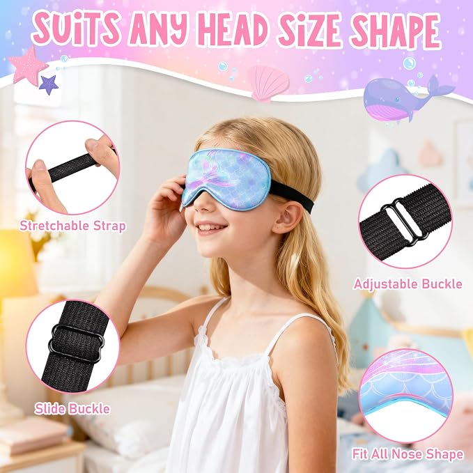 OlyPegic 2 Pcs Kids Sleep Mask Girls Silk Eye Mask Sleeping - Image 2