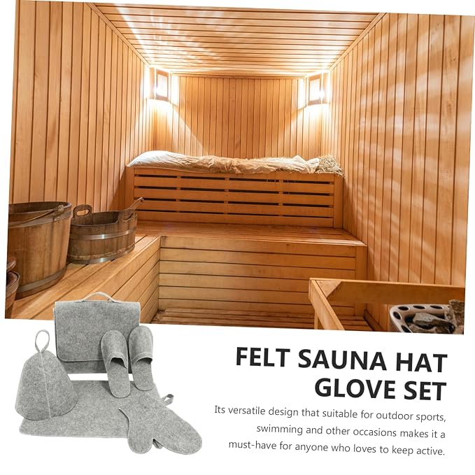 MERRYHAPY 1set Felt Sauna Hat Thick Water Absorbent Sauna Gloves Comfortable - Image 2