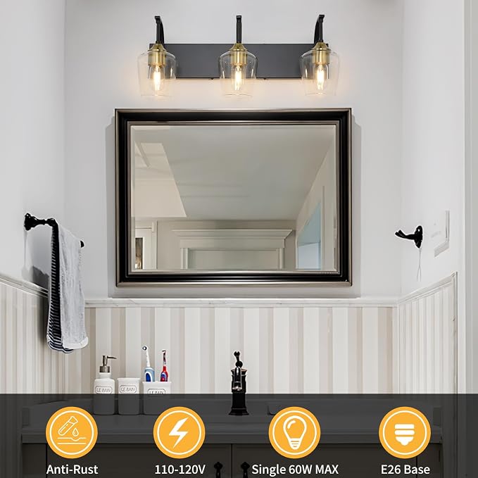 Black 3-Light Vanity Light - Image 4