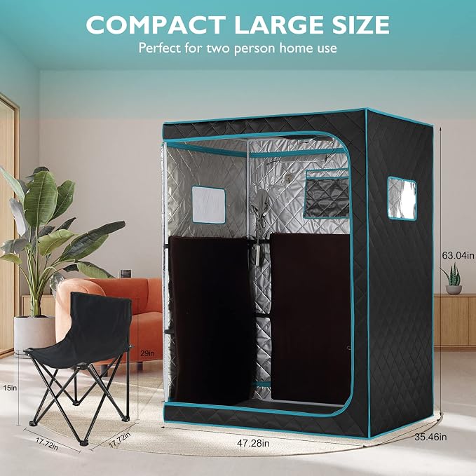 Smartmak Portable Far Infrared Sauna, Home Two Person Sauna Box - Image 2