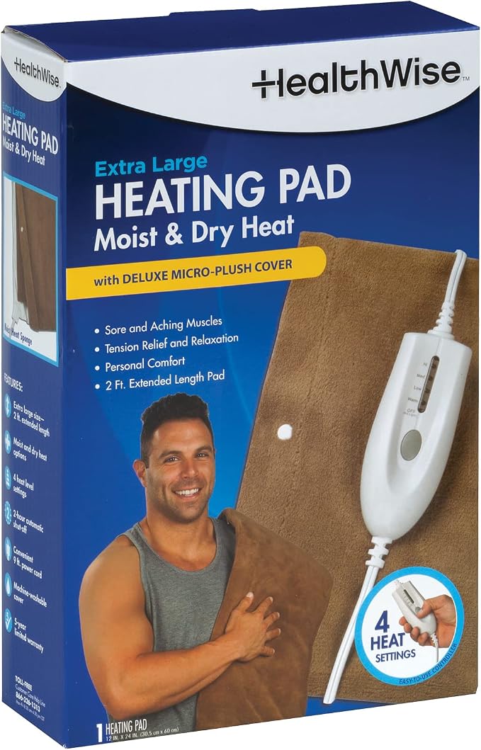 HealthWise Deluxe Extra Large 12” x 24” Heating Pad - Image 2