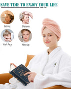 ELLEWIN Hair Towel Wrap 3 Pack, Microfiber Hair Drying Shower Turban - Image 5