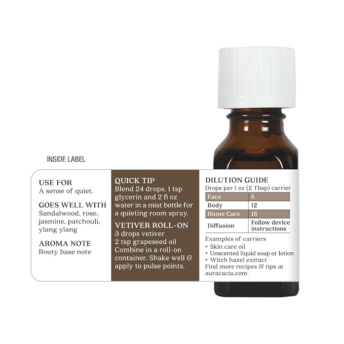 Aura Cacia Pure Vetiver Essential Oil | 0.5 fl. oz. | Vetiveria zizanioides - Image 3