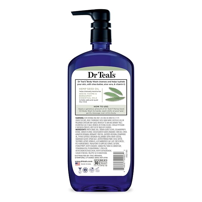 Dr Teal's Body Wash with Pure Epsom Salt, Cannabis Sativa Hemp Seed Oil - Image 10