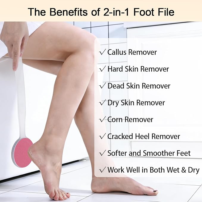 2Pcs Foot File Callus Remover 13.7" Long Handle, 2-in-1 Foot Scrubber - Image 5