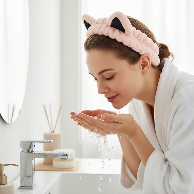 2 Pcs Cat Ears Headband, Cute Spa Headbands - Image 2