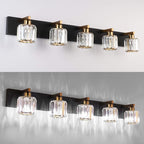 Aipsun Crystal Bathroom Vanity Light Black Vanity Lighting fixtures 5 Lights - Image 3