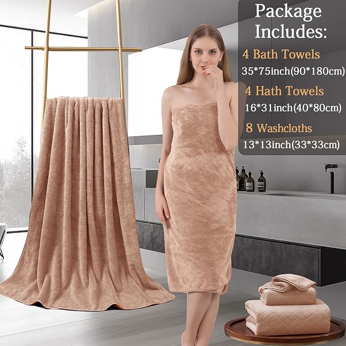 8-Piece Bath Towels Set, 2 Oversized Large Bath Towel Sheet, 2 Hand Towels and - Image 5