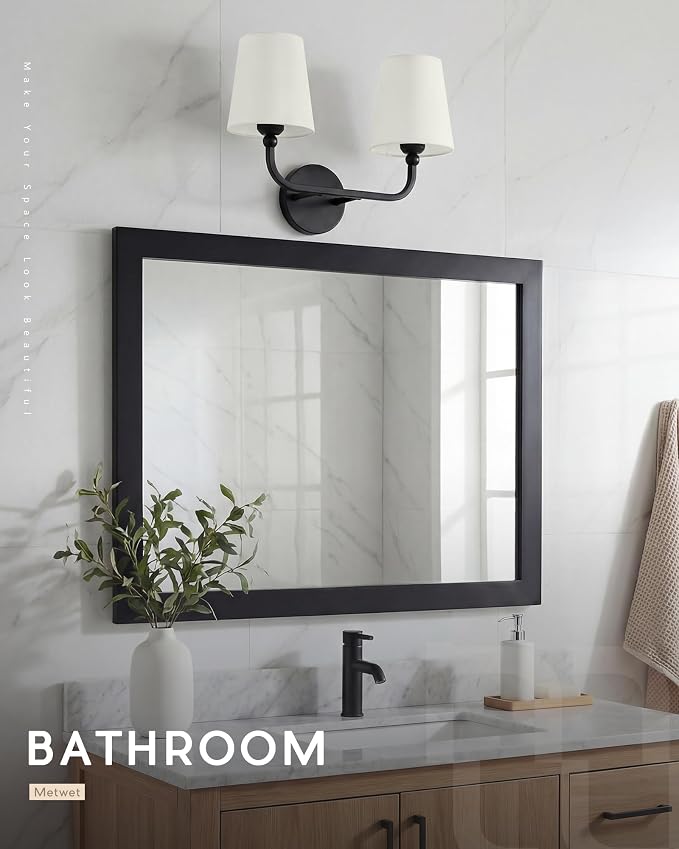 2-Light Bathroom Light Fixtures, Matte Black Vanity Lights, Double Wall Sconce - Image 5