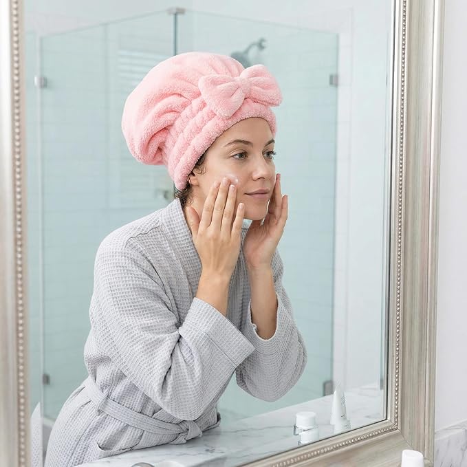 Microfiber Hair Drying Cap, Super Absorbent Hair Turban - Image 4
