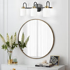 Mid Century Modern Matte Black and Gold 3 Lights Milky Glass Wall Light Fixture - Image 6