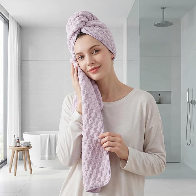 REDKISS 4 Pack Purple Microfiber Bath Towels - Image 4